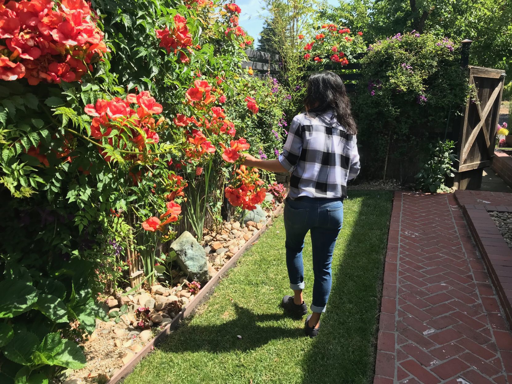 Marcell Gallagher in her garden.